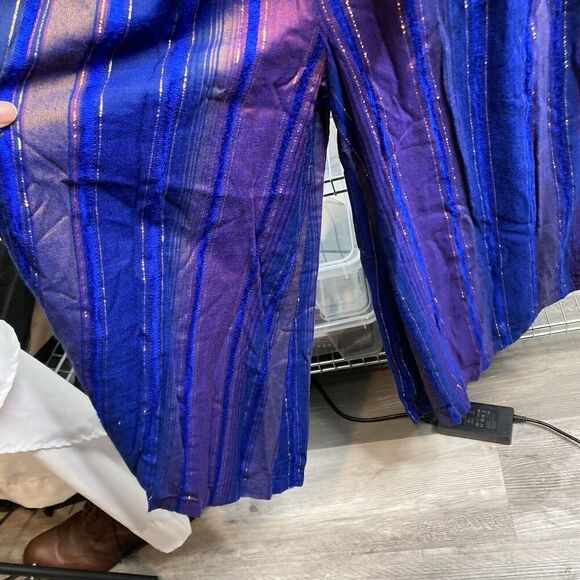 Cleobella Women's Purple Luma Jumpsuit Size 4P Metallic Wide Leg Boho Streetwear - Picture 6 of 14